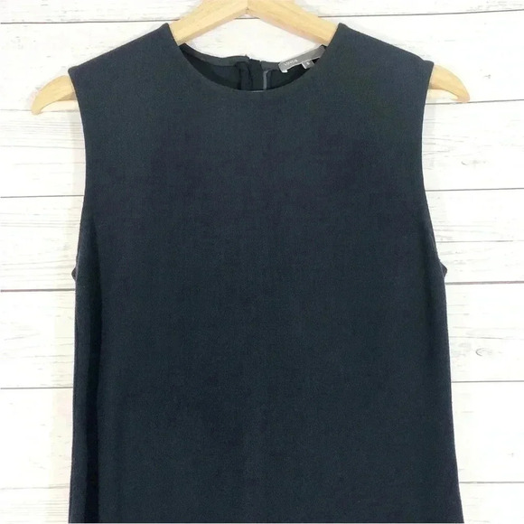 Vince Knit Sheath Midi Dress Crew Neck Stretch Sleeveless Navy Sz XS - Picture 2 of 11
